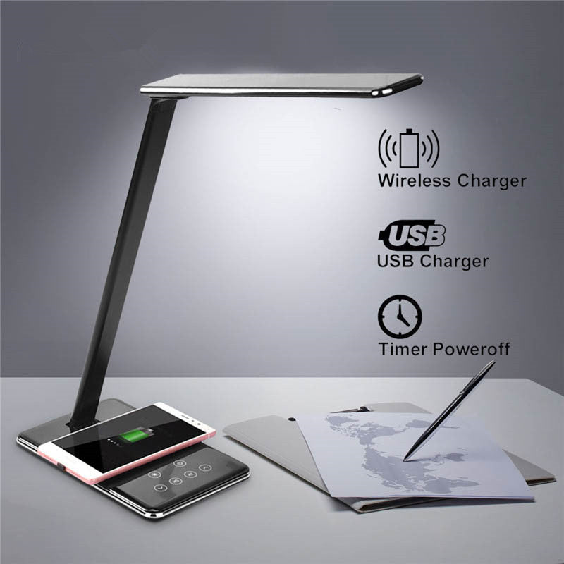 Lampe Bureau LED Pliable - Protection Yeux + Charge Sans Fil
