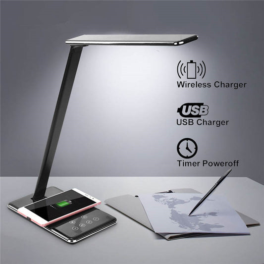 Lampe Bureau LED Pliable - Protection Yeux + Charge Sans Fil