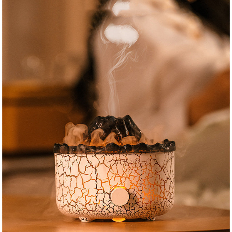 Humidificateur Volcan Effet Flamme - Aromathérapie & Lumières
